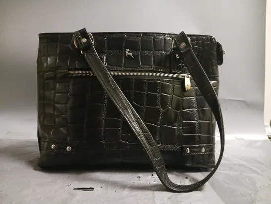 ASHWOOD LINDA CROC LEATHER SHOULDER BAG IN BLACK / COLLECTION ONLY 