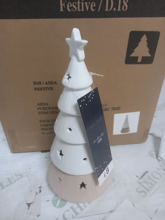 SET OF 4 24CM CERAMIC TREE LIGHTS