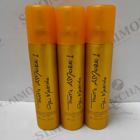 LOT OF 6 X 100ML GAI MATTIOLO THAT'S AMORE! HIM DEODORANT SPRAYS