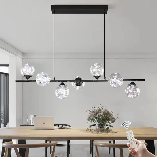 BOXED NIRUPA 7-LIGHT SATIN BLACK LED KITCHEN ISLAND PENDANT