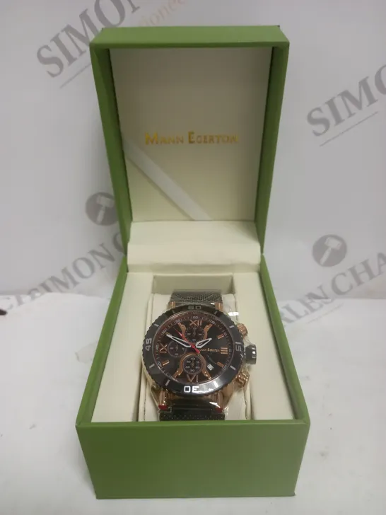 BOXED LIMITED EDITION MANN EGERTON HAND ASSEMBLED MAGNITUDE BLACK WATCH