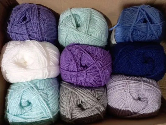 BOX OF APPROXIMATELY 9 ASSORTED EMU KNITTING YARNS IN VARIOUS COLOURS