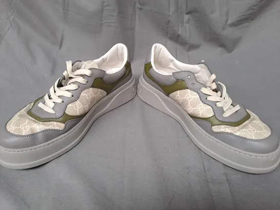 PAIR OF GUCCI SHOES IN GREEN/GREY/BEIGE SIZE 11