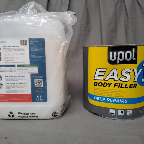 2 ASSORTED HOUSEHOLD LIQUID ITEMS TO INCLUDE UPOL EASY 1 BODY FILLER, AND EASIHOLD - COLLECTION ONLY