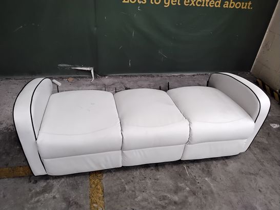 DESIGNER WHITE 3-SEATER MANUALLY RECLINING SOFA - NO BACKS