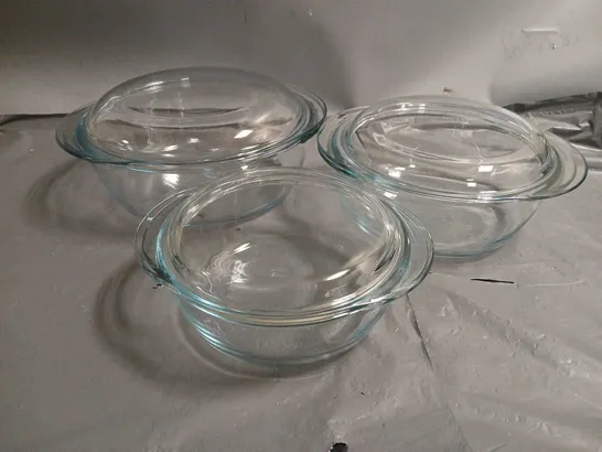 PYREX 4IN1 MULTI USAGES SET OF 3 GLASS OVEN DISHES WITH LIDS - COLLECTION ONLY