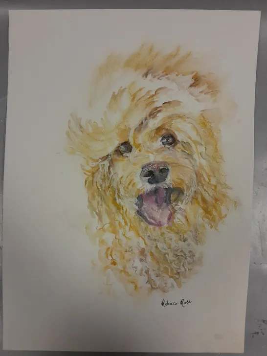 SIGNED REBECCA ROSE CANINE PAINTING 