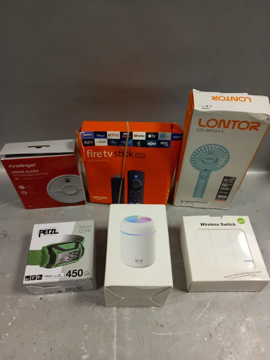 APPROXIMATELY 6 ASSORTED ELECTRICAL PRODUCTS TO INCLUDE FIRE TV STICK, WIRELESS SWITCH, HANDHELD FAN ETC 