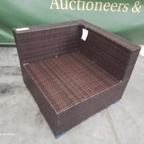 BROWN RATTAN CORNER SOFA SECTION