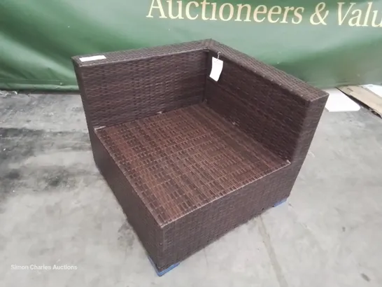 BROWN RATTAN CORNER SOFA SECTION