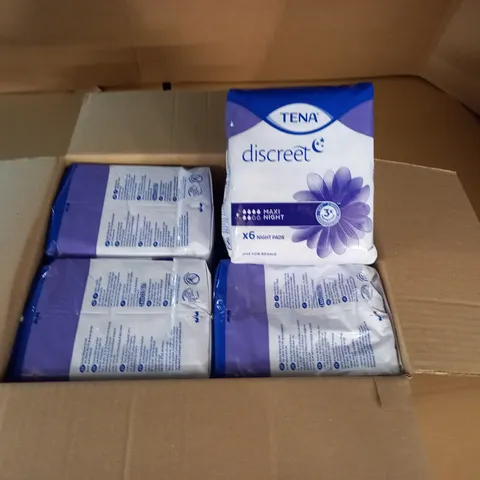 LOT OF 8 6-PACKS OF TENA DISCREET MAXI NIGHT PADS