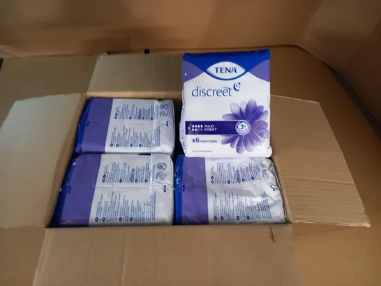 LOT OF 8 6-PACKS OF TENA DISCREET MAXI NIGHT PADS