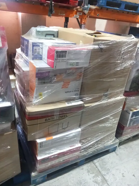 PALLET OF ASSOTED ELECTRICAL PRODUCTS AND ACCESSORIES TO INCLUDE; POLAROID BLUETOOTH CD BOOMBOX, EPSON EXPRESSION HOME XP 3200, WIRELESS HEADPHONES, BLACKWEB WIRELESS HEADPHONES AND CANON PIXMA TS3350