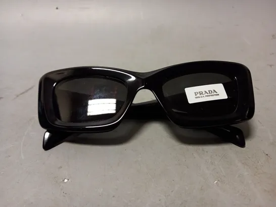 PRADA RECTANGLE ACETATE SUNGLASSES IN BLACK