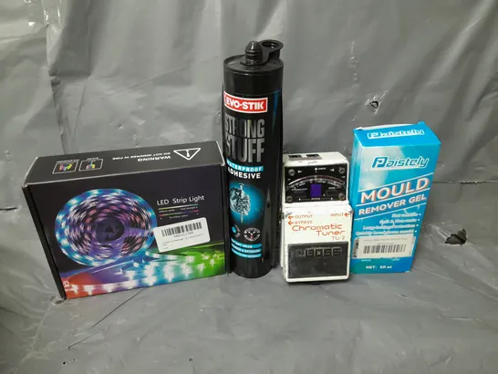 BOX OF APPROXIMATELY 8 ASSORTED ITEMS TO INCLUDE - MOULD REMOVER GEL , LED STRIP , STRONG STUFF ETC