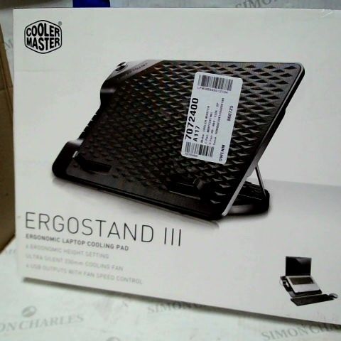 BOXED COOL MASTER ERGO STAND III ERGONOMIC LAPTOP COOLING PAD UP TO 17"