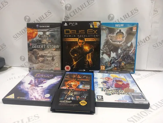 APPROXIMATELY 8 ASSORTED VIDEO GAMES FOR CONSOLES TO INCLUDE; NINTENDO GAMECUBE, PS3, WII, PSVITA AND SEGA GENESIS