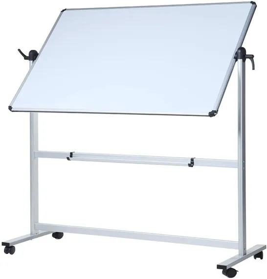 VIZ-PRO DOUBLE-SIDED MAGNETIC REVOLVING MOBILE WHITEBOARD, ALUMINIUM FRAME & STAND, W1200XH900MM (FLATPACK) [COLLECTION ONLY]