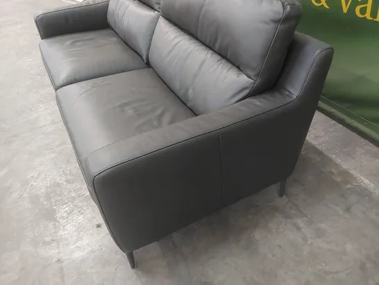 QUALITY DESIGNER ITALIAN MADE ALESSANDRO LARGE 3 SEATER LEATHER UPHOLSTERED SOFA - ANTHRACITE GREY