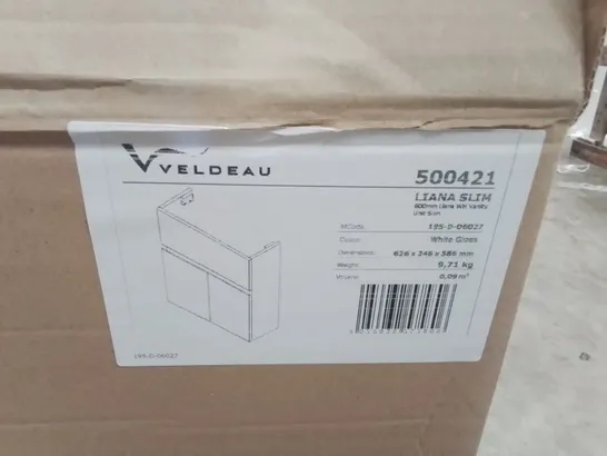 BOXED AS NEW VELDEAU LIANA 600MMWH VANITY UNIT ULTRA SLIM - 626X246X586MM