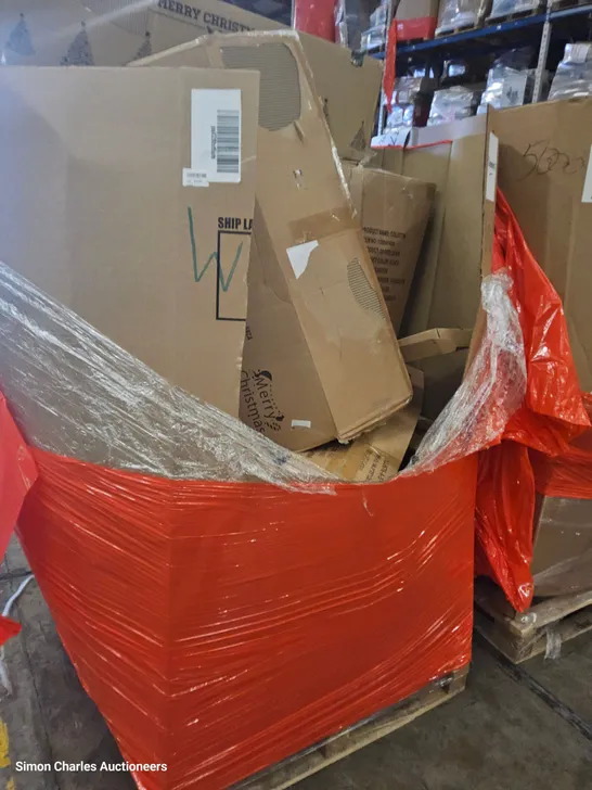 PALLET OF ASSORTED ITEMS, INCLUDING,CHRISTMAS TREES, OFFICE CHAIR, FOOD DEHYDRATOR, CONVDCTOF HEATER,