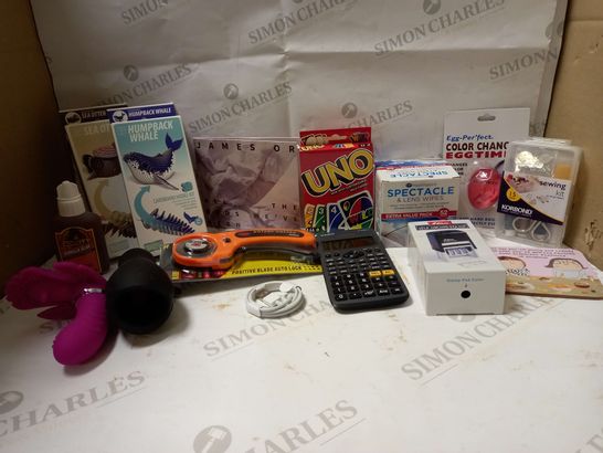 LOT OF APPROX 12 ASSORTED HOUSEHOLD ITEMS TO INCLUDE SPECTACLE LENS WIPES, SEWING KIT, ROTARY CUTTER, ETC