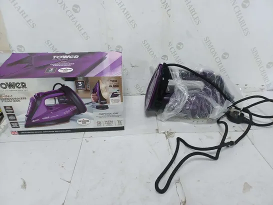 BOXED TOWER 2-IN-1 CORD/CORDLESS STEAM IRON 