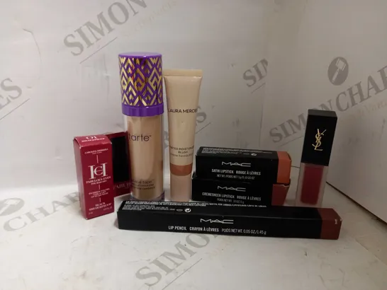 LOT OF 7 DESIGNER MAKE UP ITEMS, TO INCLUDE MAX, YVES SAINT LAURENT, LAURA MERCIER, ETC