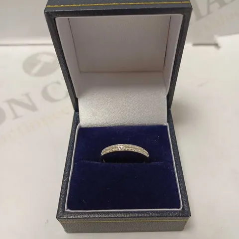 LOVE DIAMOND 9CT WHITE GOLD 1/2 CARAT DIAMOND DOUBLE ROW ETERNITY RING - SIZE L