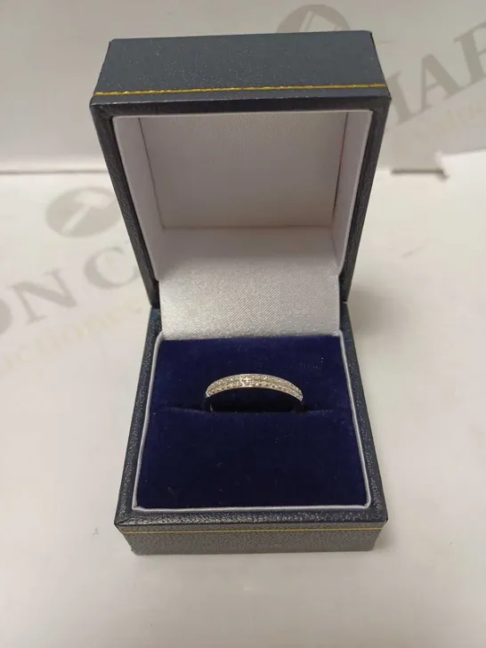 LOVE DIAMOND 9CT WHITE GOLD 1/2 CARAT DIAMOND DOUBLE ROW ETERNITY RING - SIZE L RRP £829