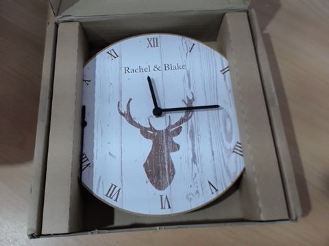 PERSONALISED STAG WOODEN CLOCK  RRP &pound;70.00