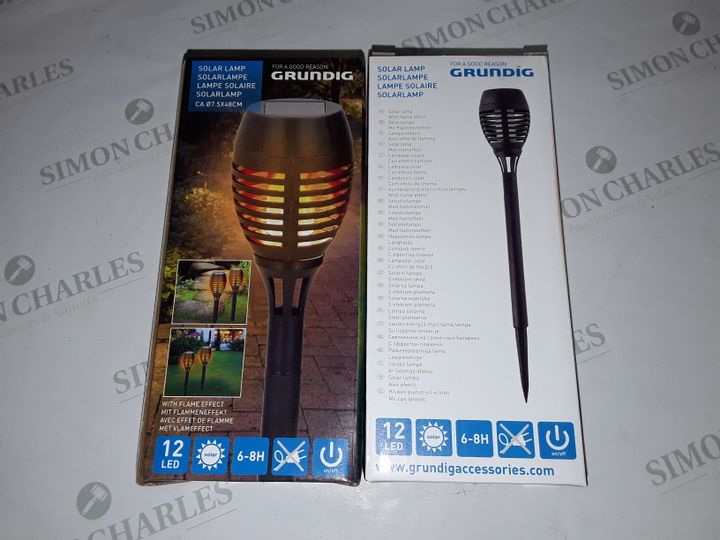 Lot 2133 LOT OF 6 GRUNDIG 12 LED SOLAR LAMPS WITH FLAME EFFECT Simon