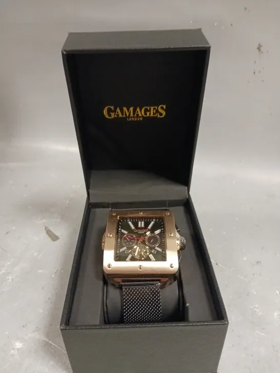 GAMAGES ASTUTE ROSE GREEN DIAL WATCH 