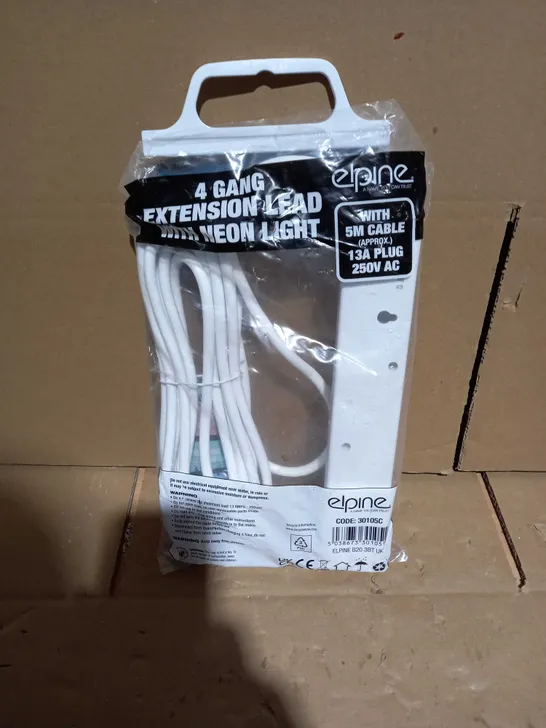 4 GANG EXTENSION LEAD WITH NEON LIGHT WITH 5M CABLE APPROX 