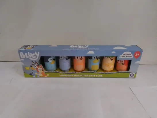 BOXED BLUEY WOODEN CHARACTER SKITTLES 