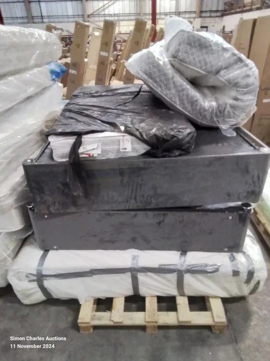 PALLET CONTAINING DIVAN BED BASE AND SELECTION OF MATTRESSES 