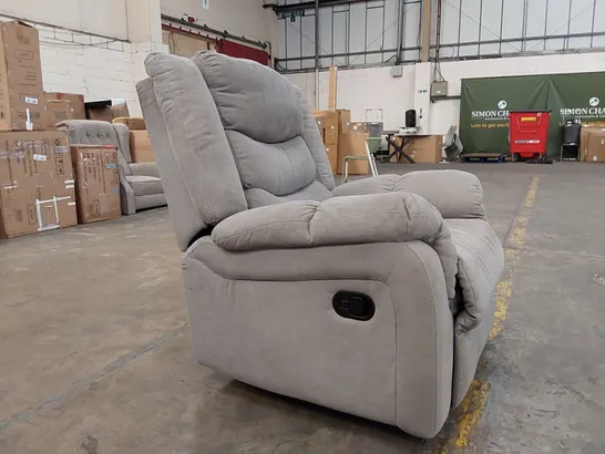 DESIGNER GREY FABRIC RECLINING ARMCHAIR 