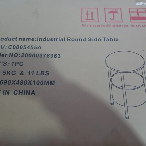 BOXED DESIGNER INDUSTRIAL ROUND SIDE TABLE