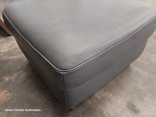 DESIGNER SQUARE FOOTSTOOL GREY LEATHER 