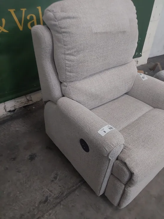 QUALITY BRITISH DESIGNER G PLAN NEWMARKET POWER RECLINING EASY CHAIR SPECKLE FAWN FABRIC 