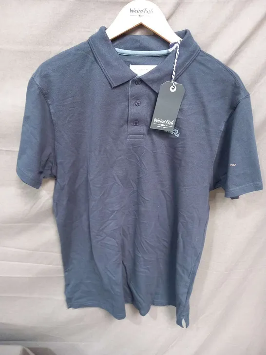 WEIRD FISH NAVY MILES ORGANIC PIQUE POLO SIZE L