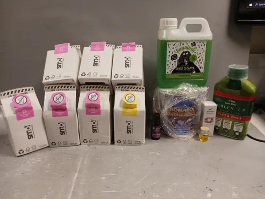 LOT OF ASSORTED HOUSEHOLD ITEMS TO INCLUDE WASHING UP LIQUID, FABRIC CONDITIONER, ESSENTIAL OILS , ETC