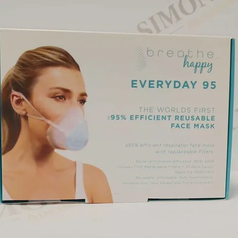 LOT OF APPROX 25 BREATHE HAPPY EVERYDAY 95% FILTRATION REUSABLE MASKS