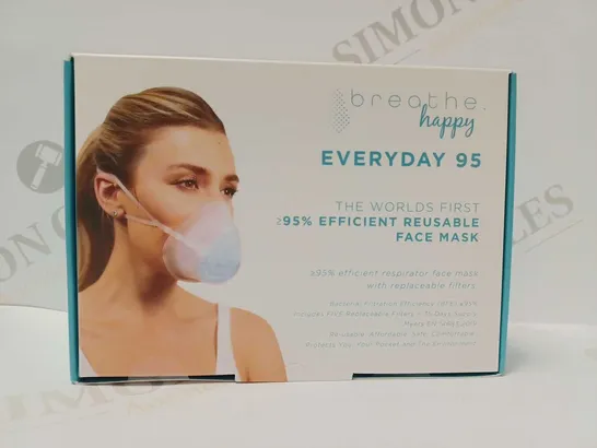 LOT OF APPROX 25 BREATHE HAPPY EVERYDAY 95% FILTRATION REUSABLE MASKS