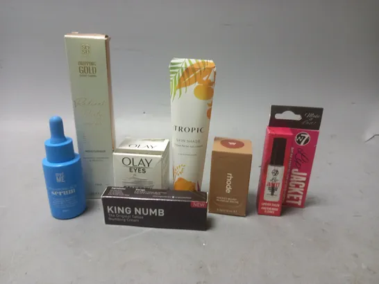 APPROXIMATELY 20 ASSORTED COSMETIC PRODUCTS TO INCLUDE - TROPIC SUN CREAM - OLAY EYE CREAM - GIVE ME SERUM - ETC 