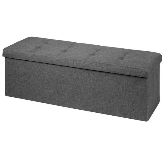 BOXED COSTWAY FOLDABLE STORAGE OTTOMAN TOY CHEST W/ REMOVABLE STORAGE BIN FOOTREST SHOE BENCH - GREY