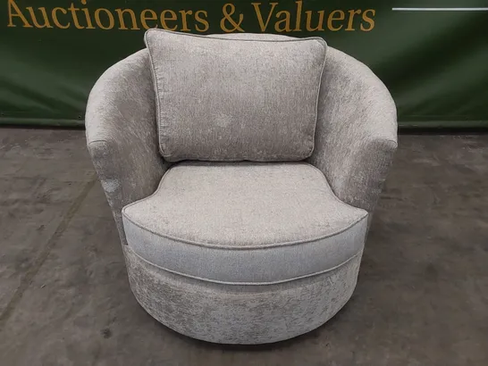 QUALITY DESIGNER FABRIC UPHOLSTERED 360° SWIVEL CUDDLE CHAIR 