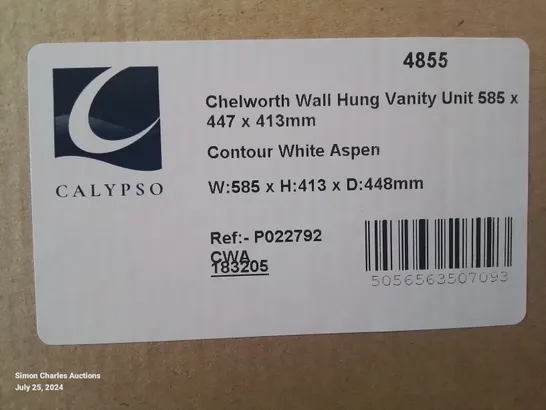 BRAND NEW BOXED CALYPSO WALL HUNG VANITY UNIT 585X447X413MM -WHITE ASPEN 