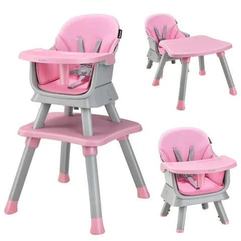 BOXED 6-IN-1 GROW-WITH-ME BABY HIGH CHAIR, 5-POINT HARNESS, BOOSTER SEAT CHAIR - PINK