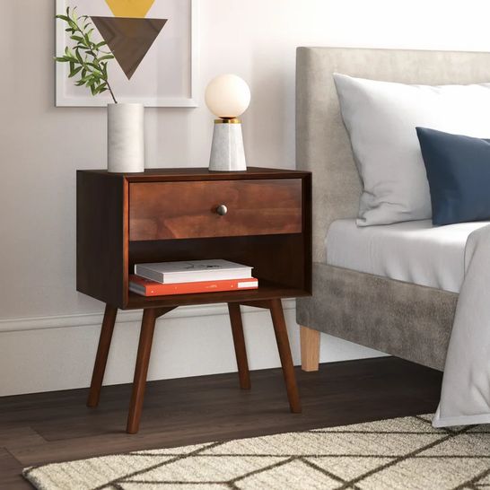 GIANCARLO BEDSIDE TABLE IN WALNUT - 1 BOX